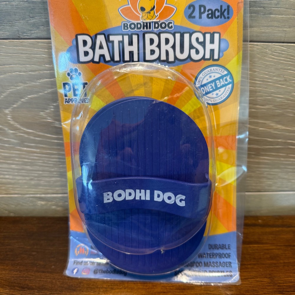 Bodhi Dog Bath Brush 2 Blue Rubber Waterproof Shampoo Massager Grooming Tool